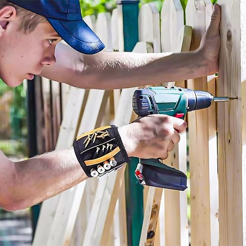 Miniatura 6 de Senbos Pulsera magnética con 15 imanes fuertes para sujetar tornillos, clavos, brocas, pernos, herramientas, la mejor herramienta de brazalete para