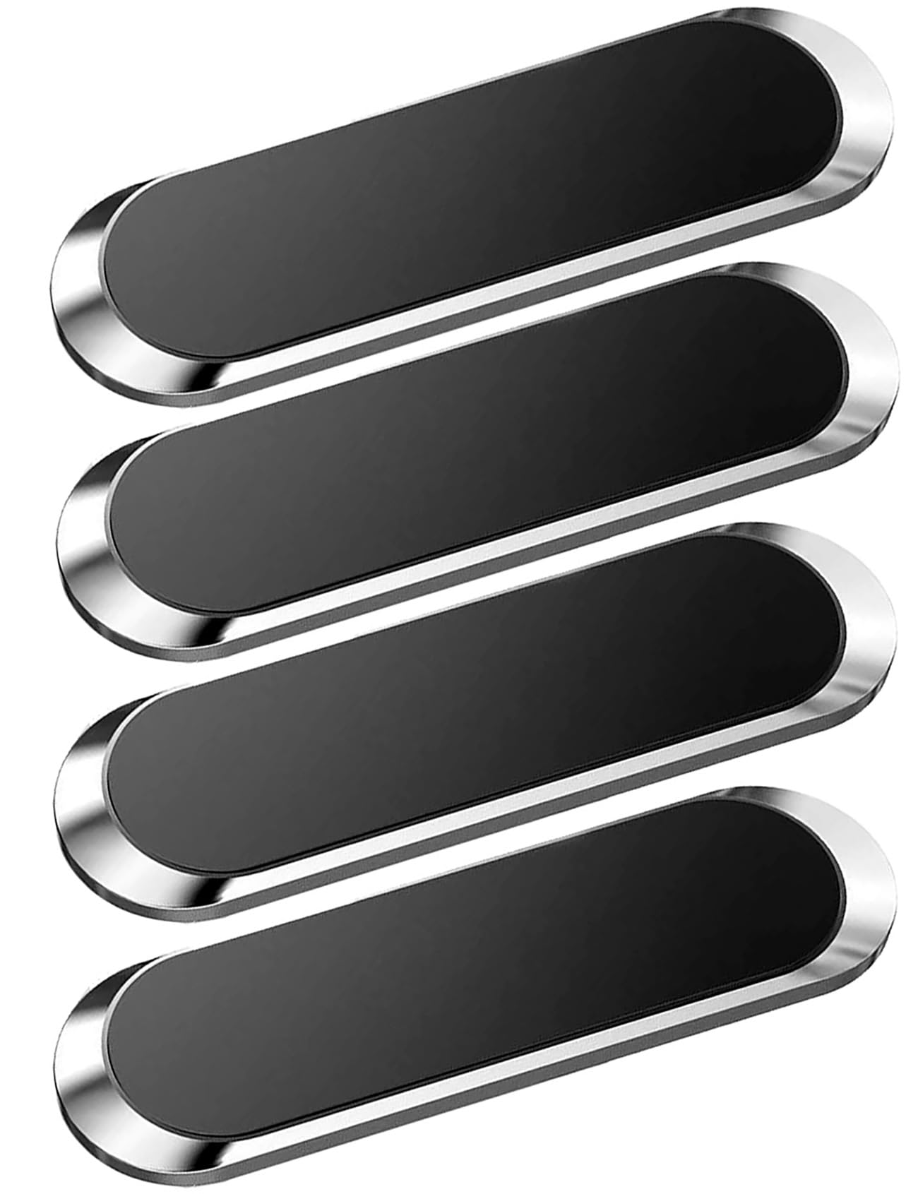 SALEX Silver Magnetic Mounts [4 Pack]. Flat Cell Phone Holder for Car Dashboard, Wall, Fridge. Stick on Universal Kit Compatible with GPS, Tablets,