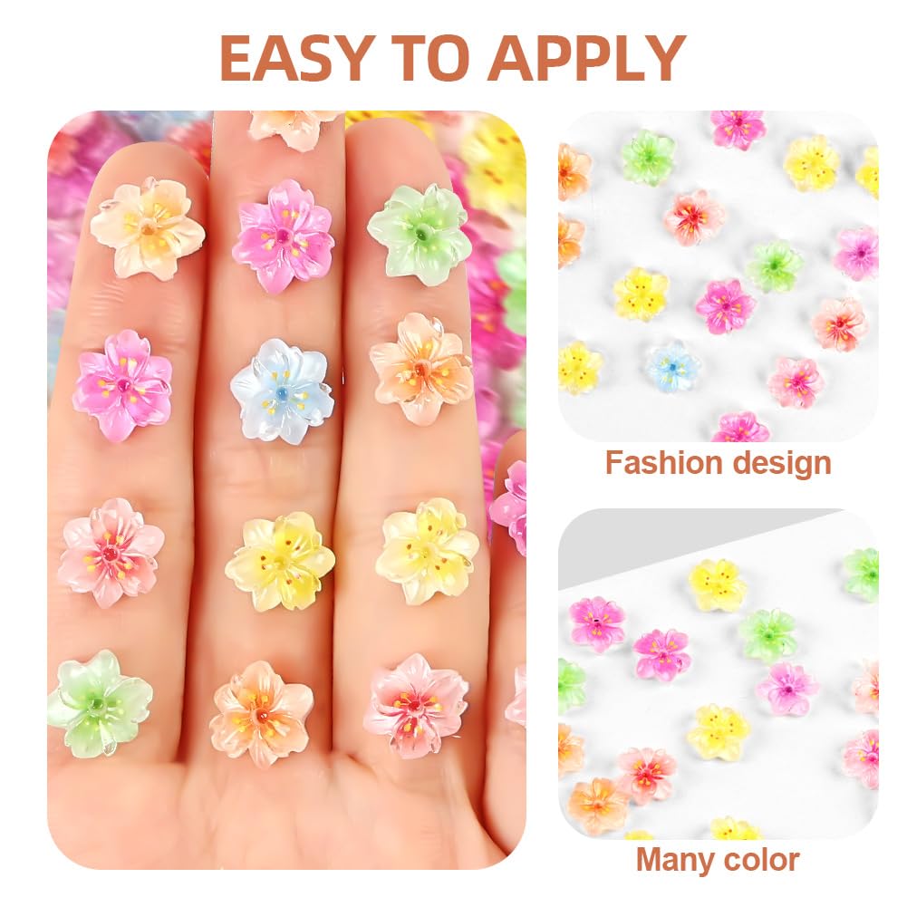 Vicloon 3D Fleur Charms Nail, 50 Pièces Fleur pour Sécoration Des Ongles Des Femmes, Petits Charme Floral pour Ongles, Strass Ongle Nail Art, Décoratives pour Nails Art