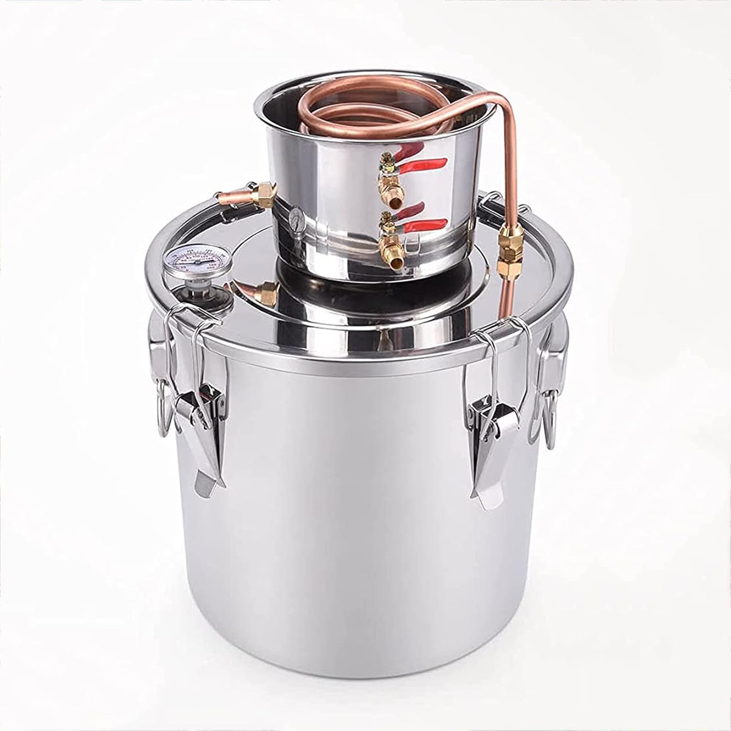 ZBBN Still, Kit de destilador de Alcohol y Agua de Acero Inoxidable para Caldera de Bebidas alcohólicas, Tubo de Cobre, etanol, termómetro Incorporado, 6L/1.5GAL (8l/2gal)