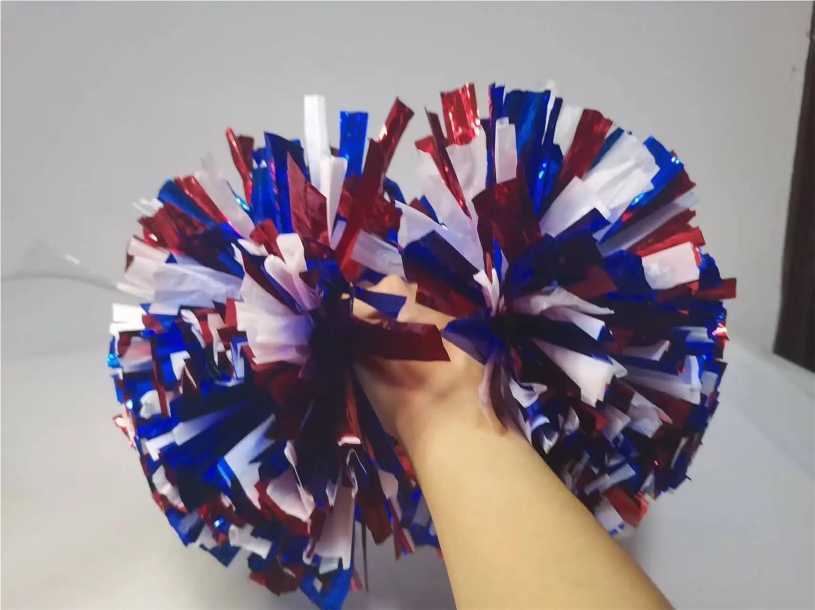 Lot de 10 pompons pom-pom girl for décoration scène pour événements(Blue and white,30CM 11.81In)