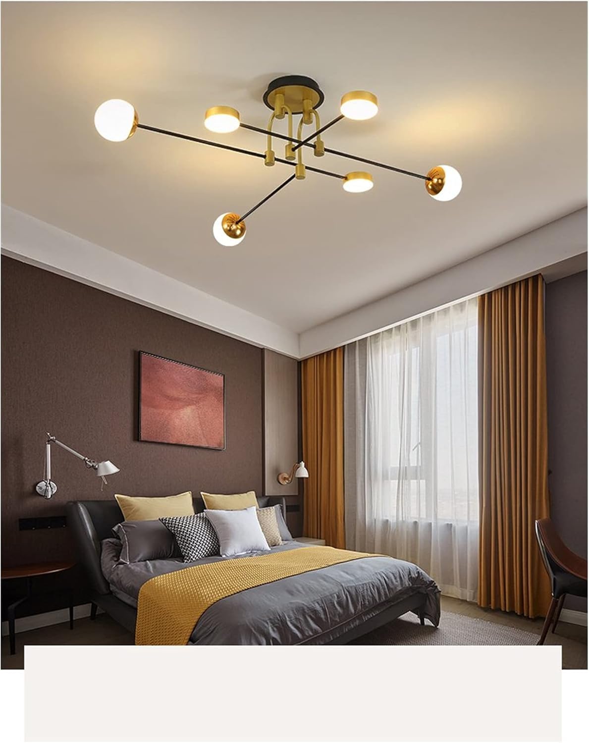 Lustre LED moderne compatible avec salon, salle à manger, cuisine, chambre à coucher, cadre noir et doré, lampe suspendue au plafond,Lampe à Suspension