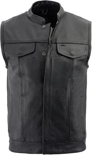 Miniatura 58 de Milwaukee Leather Chaleco de cuero premium para motociclista estilo club para hombre LKM SH