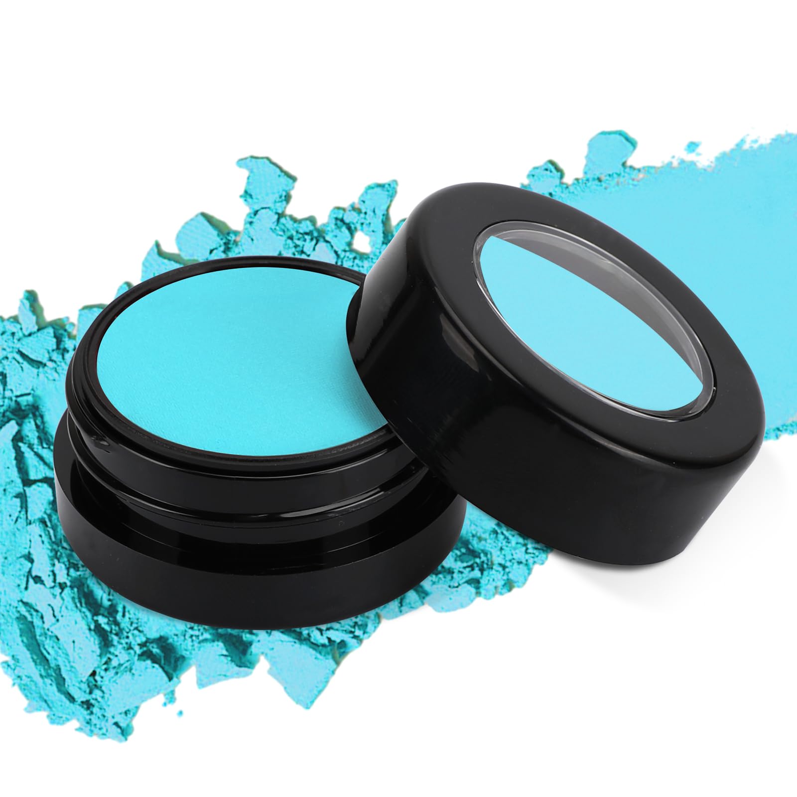 Single Light Blue Eyeshadow, Pressed Powder Matte Light Blue Eye Shadow Palette Make-up, Blendable Long Lasting High Pigment Blue Eye Makeup Halloween Blue Eye Paint & Face Body Paint