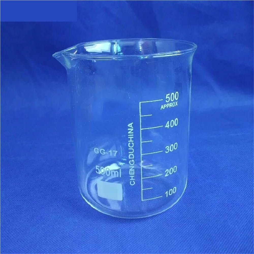 Vasos de precipitados de Vidrio de borosilicato para medición de Laboratorio, Vaso medidor escalable de 500 ml, Vasos para experimentos científicos (1 Unidad)