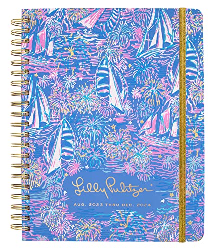 Lilly Pulitzer Daily Planner 2023-2024, Jumbo Agenda Dated August 2023 - December 2024, Weekly Planner With Monthly Calendar, Stickers, Pockets, & Spiral Binding, Blue Hardcover Cute Planner, It’s A Sailabration #TOP9