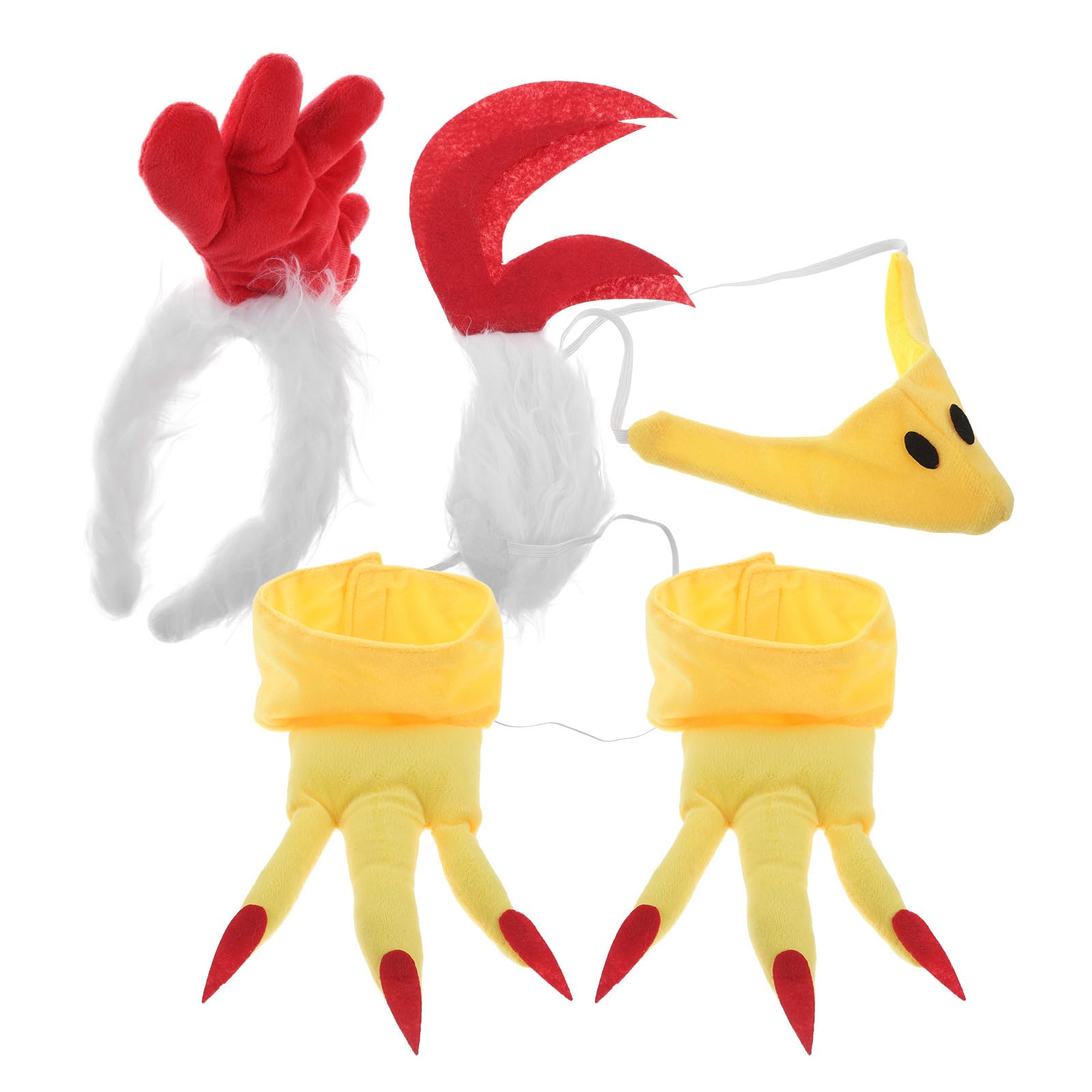 Hemobllo 5 Pcs Rooster Costume Set, Plush Chicken Headband Tail Beak Nose and Feet Props