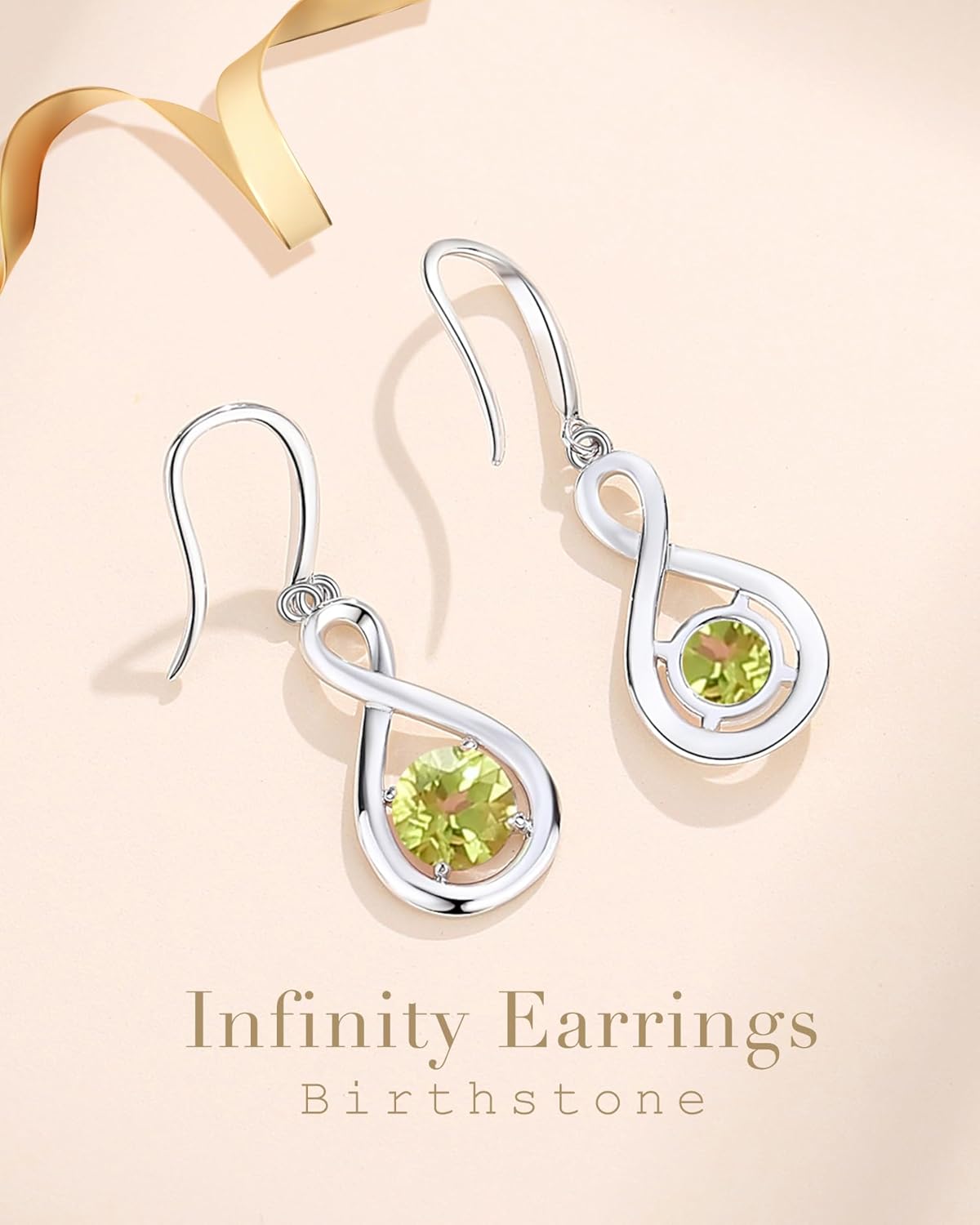 FANCIME Dangle Drop Earrings 925 Sterling Silver Dainty Infinity Round Gemstone Birthstone Jewelry Birthday Mothers Day Gifts for Her Women - Image 3