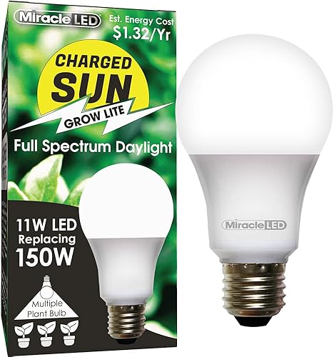 Miracle LED Charged Sun - Bombilla LED de crecimiento de espectro completo que reemplaza 150 W (paquete de 4)