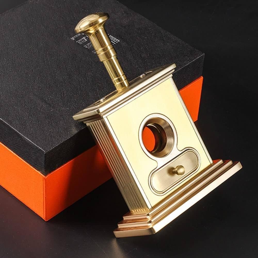 Cortador de puros de escritorio con hoja en forma de V y cajón para cortes precisos, ideal para fumar en casa