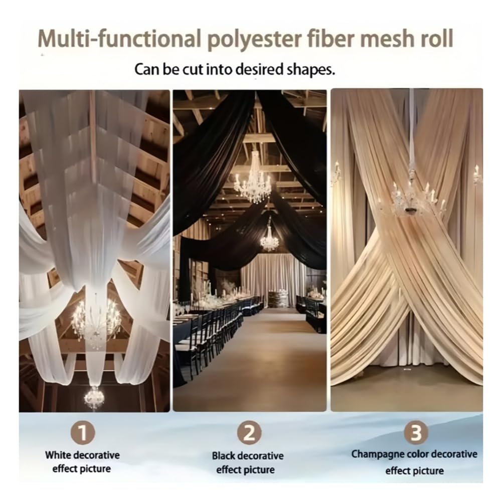 Tüllstoff Hochzeit Tüll Stoffe Hochzeitsbogen Deko Weicher Organza Dekostoff Netzstoff zum Nähen Drapierstoff für Vorhang Torbogen Tischdeko Party Kleid Tüllrock Weiß 75cmx50m