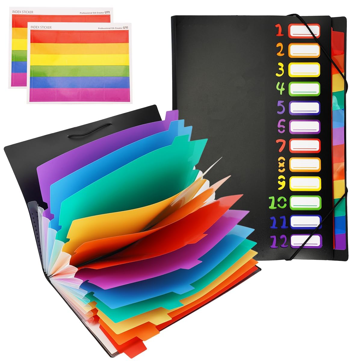 A4 Expanding File Organiser, Pockets File Organiser with Colored Tags