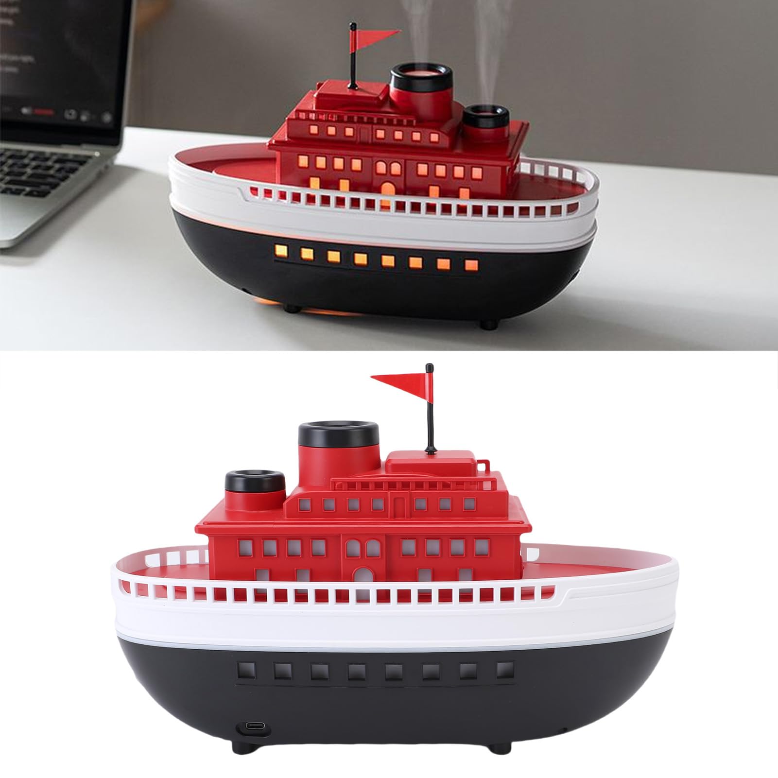 Diffusore di Oli Essenziali per da Crociera, Umidificatore a Nebbia Fredda Ad Ultrasuoni con Design retrò, Luci d'atmosfera a LED Colorate, Telecomando, 2 modalità di Spruzzo, Timer 2H 4H,