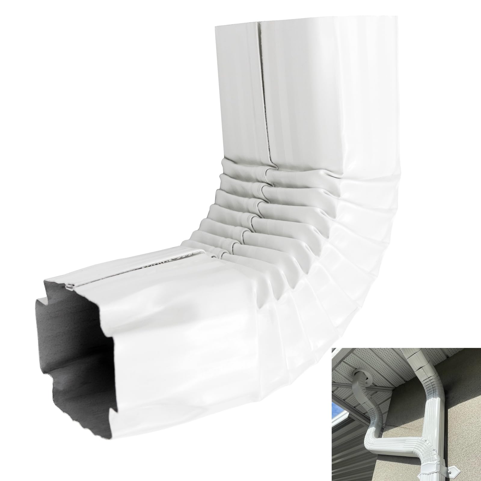 Coude de gouttière 90 degrés 5,1x7,6cm blanc anti-engorgement pour drainage