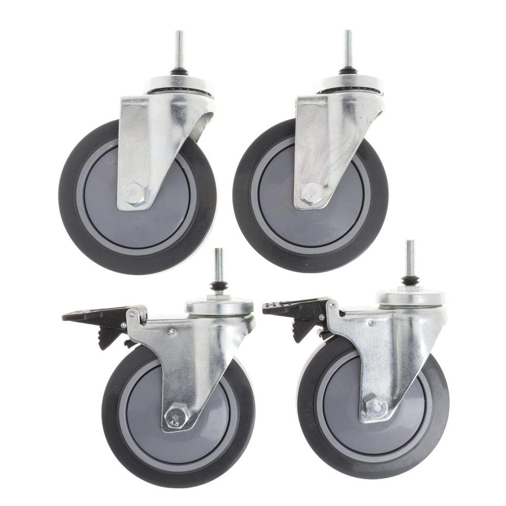 Screw in Casters for Wire Shelving by HUBERT – Polyurethane, Grey, Model 71360