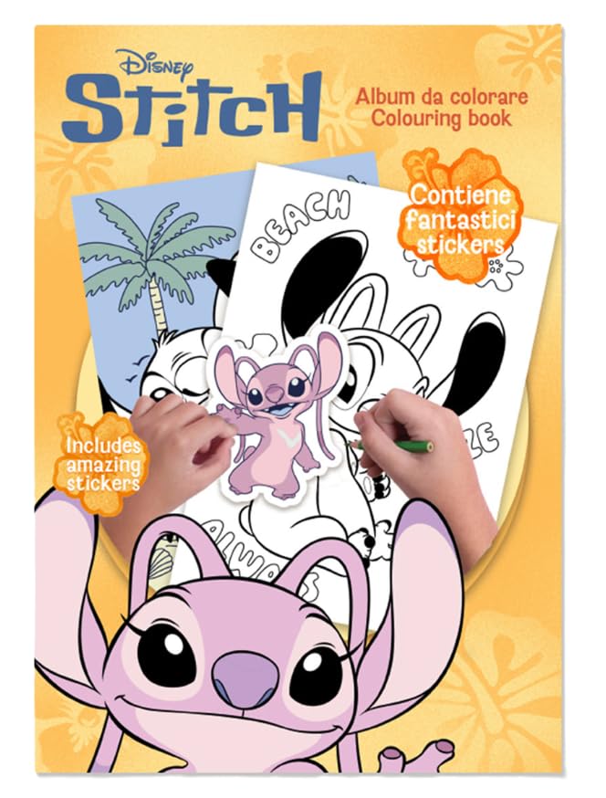 Album da colorare Stitch Girl con Stickers Inclusi, Libro da colorare per bambini, Formato A4, Attività creative con Stitch