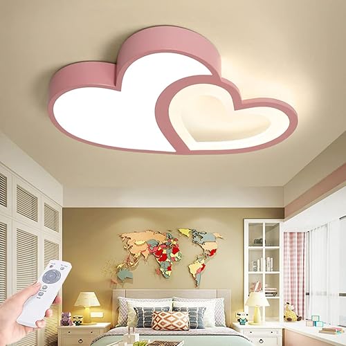 NERDOH Lámpara de techo LED moderna para habitación de los niños lámpara de techo creativa en forma de corazón dormitorio de bebé regulable con