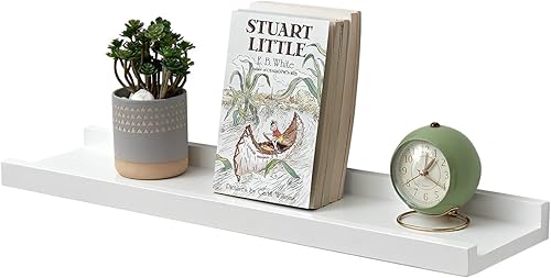 TRWISWDC Étagère murale flottante en bois de chêne blanc de 61 cm (largeur améli
