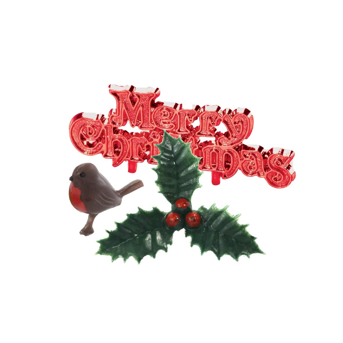 3pcs Jewel Toned Yule Log Decorating Kit Christmas Cake Decorations, Christmas Cake Toppers, Yule Log Decorations, Traditional Non-Edible Decorations, BX315 UK