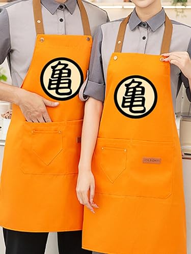 Miniatura 6 de Aiabaleaft Delantal de dibujos animados de anime, resistente a las manchas de agua, naranja, chef, cocina, barbacoa, trabajo, delantales con