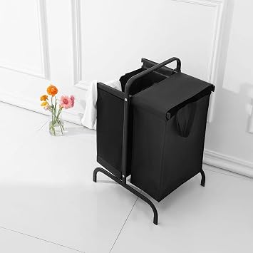 Laundry Hamper with Lid, 110L Capacity Basket with 2 Removable Bags,Dirty Clothes Basket for Bedroom Laundry Room Bathroom College Dormitories Black