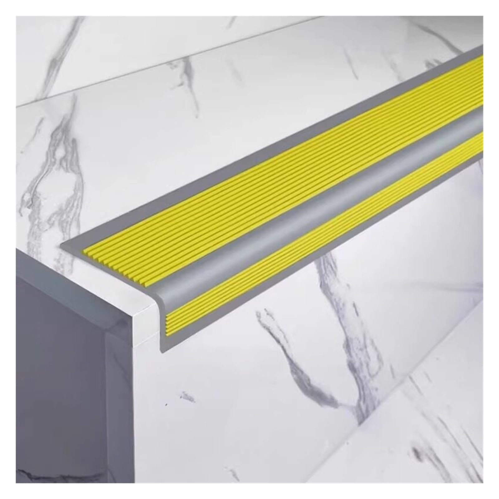 YLLFFLL Rubber Stair Nose Guards for Marble Steps, Self-Adhesive Stair Nosing with Fluted Non-slip Surface, Treads Edge Protector Molding Trim(Yellow,5.2ft/1.6m)