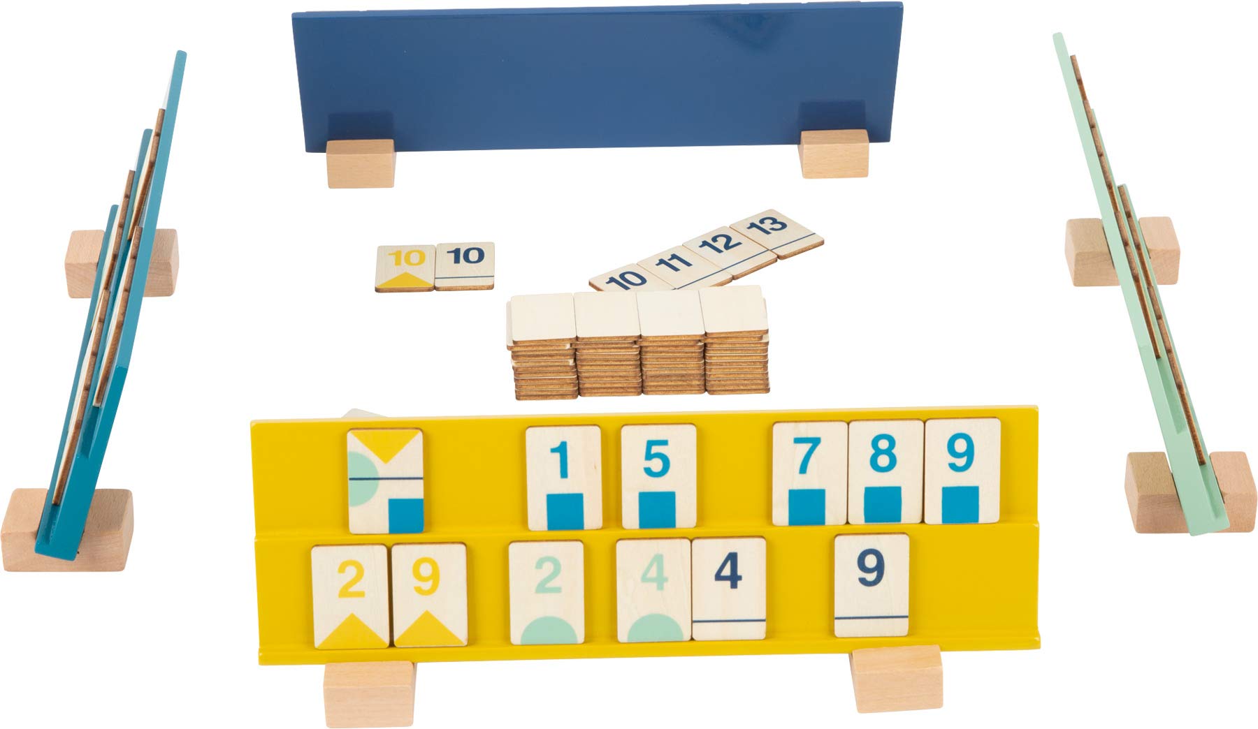 Small Foot 11716 Juego de colocación de números Rummy, de Madera, Juego de Mesa, Colores Modernos. a Partir de 7 años 2 a 4 Jugadores