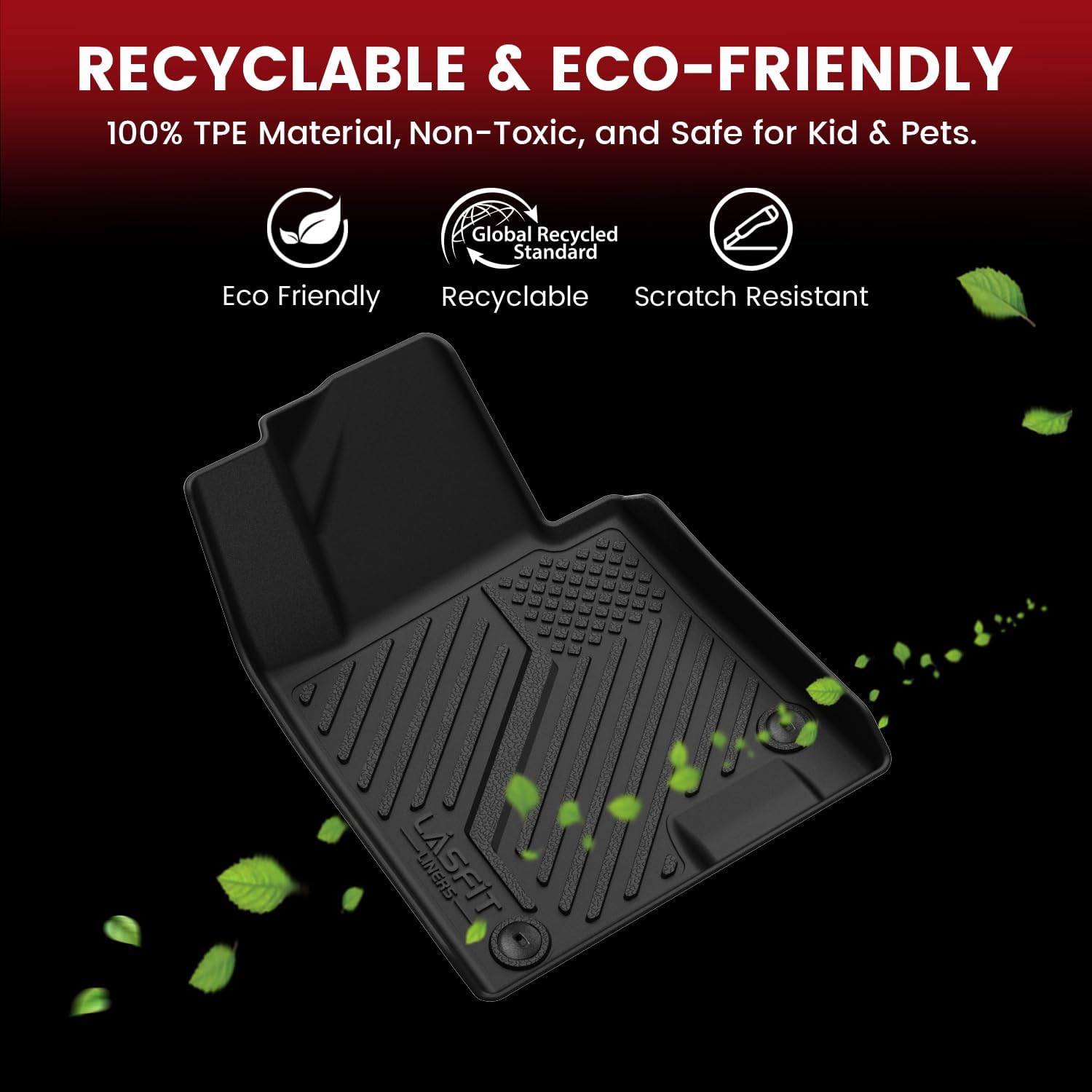 LASFIT Floor Mats & Cargo Mat for Hyundai Sonata 2020-2026 (Only Fit FWD & Gas) / Kia K5 2021-2025 (Only Fit FWD) All Weather TPE Custom Fit Floor Liners for Car Mats Trunk Mats - Image 6