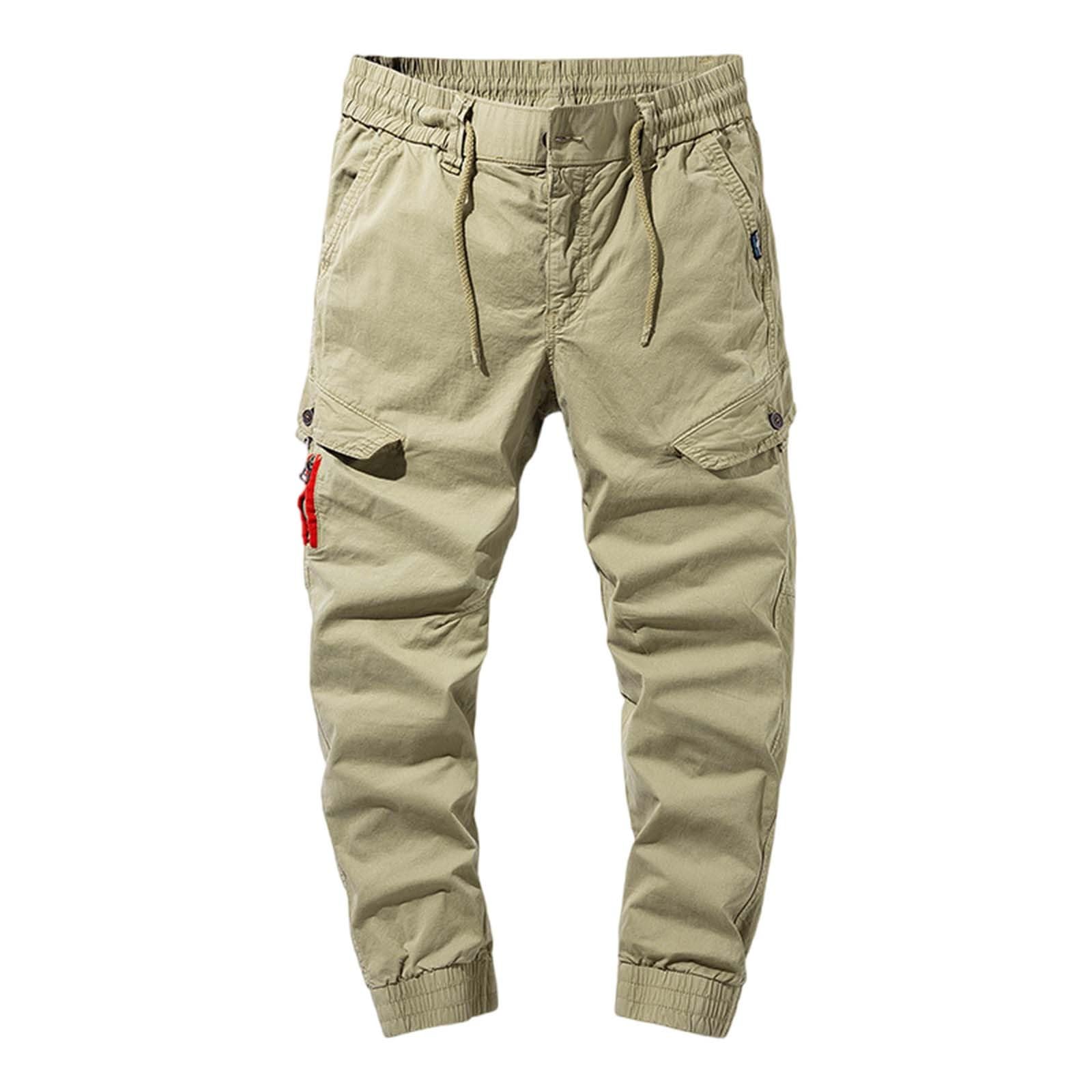 Pantalones cargo largos para hombre, pantalones chinos de montañismo, ligeros, tácticos, pantalones de trekking, pantalones de ocio, cintura elástica con cordón y múltiples bolsillos, pantalones para
