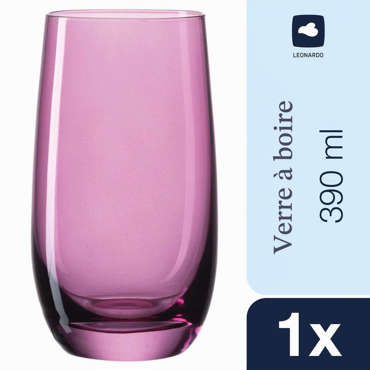 Leonardo Sora Lot de 6 Grands Verres à Eau lavables au Lave-Vaisselle Plusieurs Couleurs, Verre, Bunt 2, Grand modèle