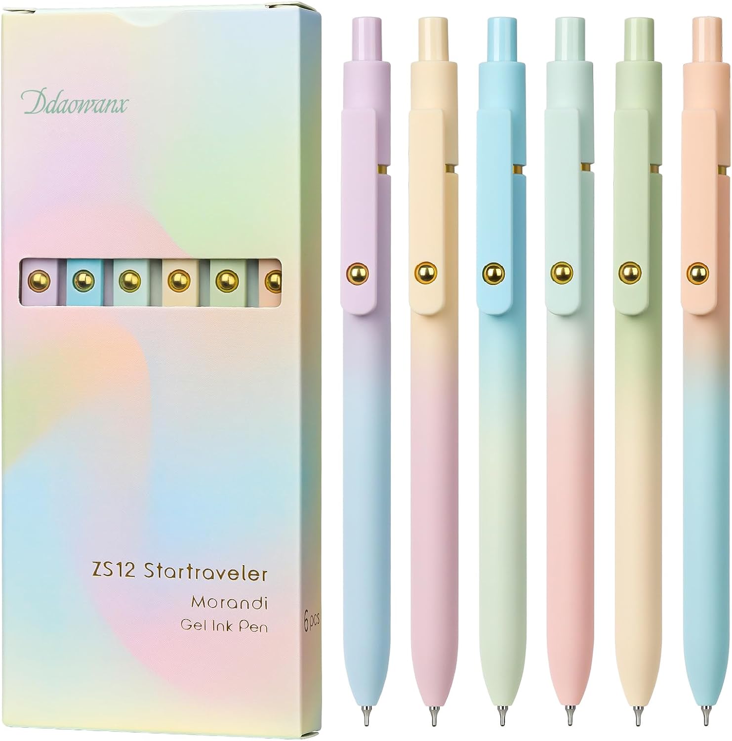  Gel Pens,6 Pcs 0.7mm Retractable Quick Dry Black Ink Pens
