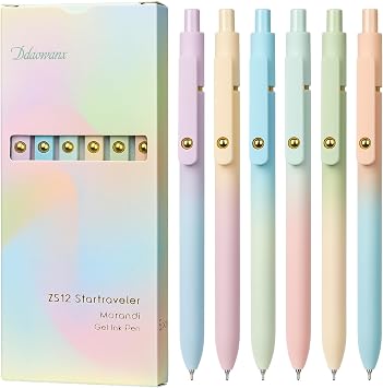 Ddaowanx Gel Pens,0.7mm Quick Dry Black Ink,Fine Point Smooth Writing Pen,Aesthetics Office School Supplies,Gifts for Women,stocking stuffers for teen girls 6 Pcs Gradient, Black