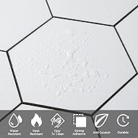 Vista 5 de Protector contra salpicaduras hexagonal blanco de despegar y pegar - Azulejo de pared de cerámica sintética, compuesto de aluminio tipo panal