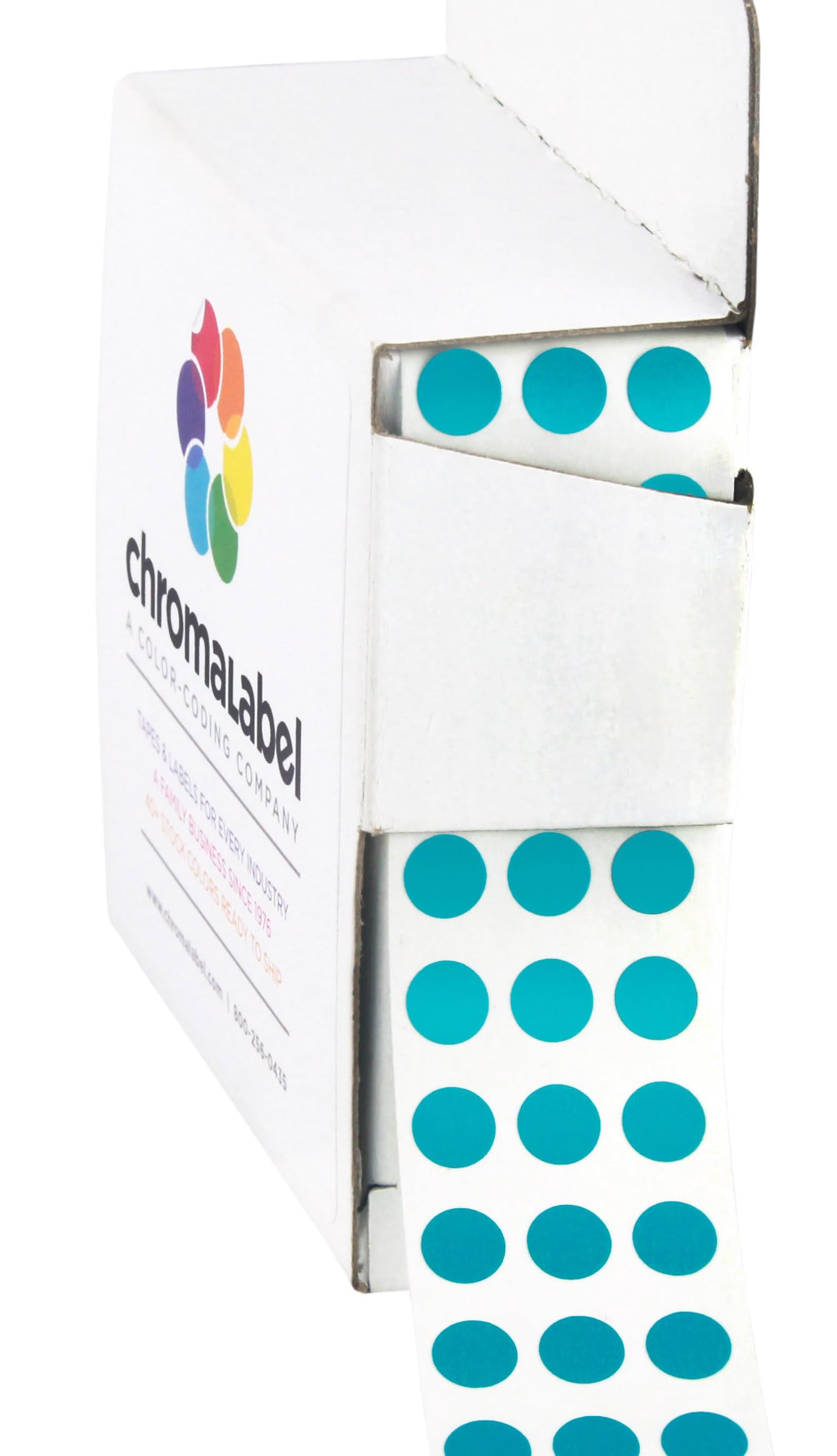 1/4 inch Removable Color-Code Dot Labels | 1,000/Dispenser Box (Teal)