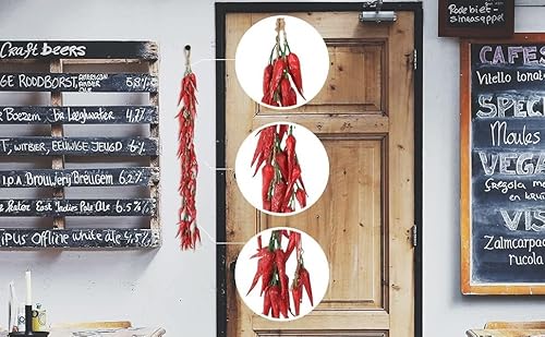5er-Pack künstliche, lebensechte Gemüse-Simulation, künstlicher Knoblauch, rote Chilischote, künstliches Gemüse zum Aufhängen, Seil für Zuhause, Küche, Party, Wanddekoration, Fotografie-Requisiten