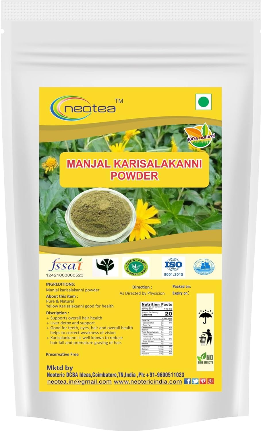 Neotea Manjal Karisalankanni Powder, 500 G (B09LYH5BM7) Amazon Price History, Amazon Price Tracker