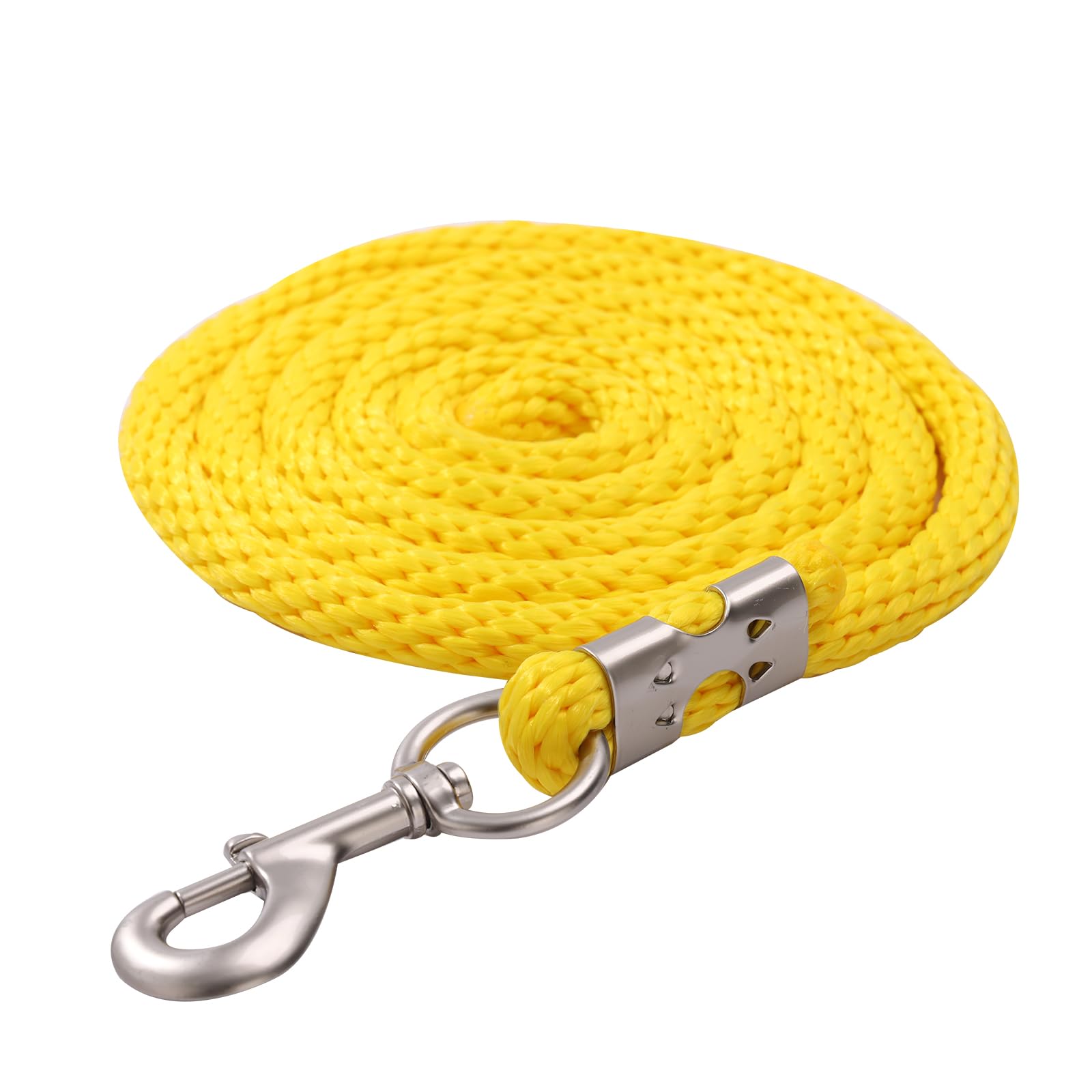 Corda per cavalli, corda lunga in diversi design alla moda, per pony, asino, capra, maglia lunga con moschettone (giallo, moschettone)