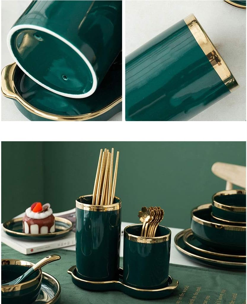 Utensil Holder Solid Color Ceramic Utensil Holder - European Style Kitchen Utensil Caddy - Phnom Penh Utensil Organizer for Home Kitchen Restaurant