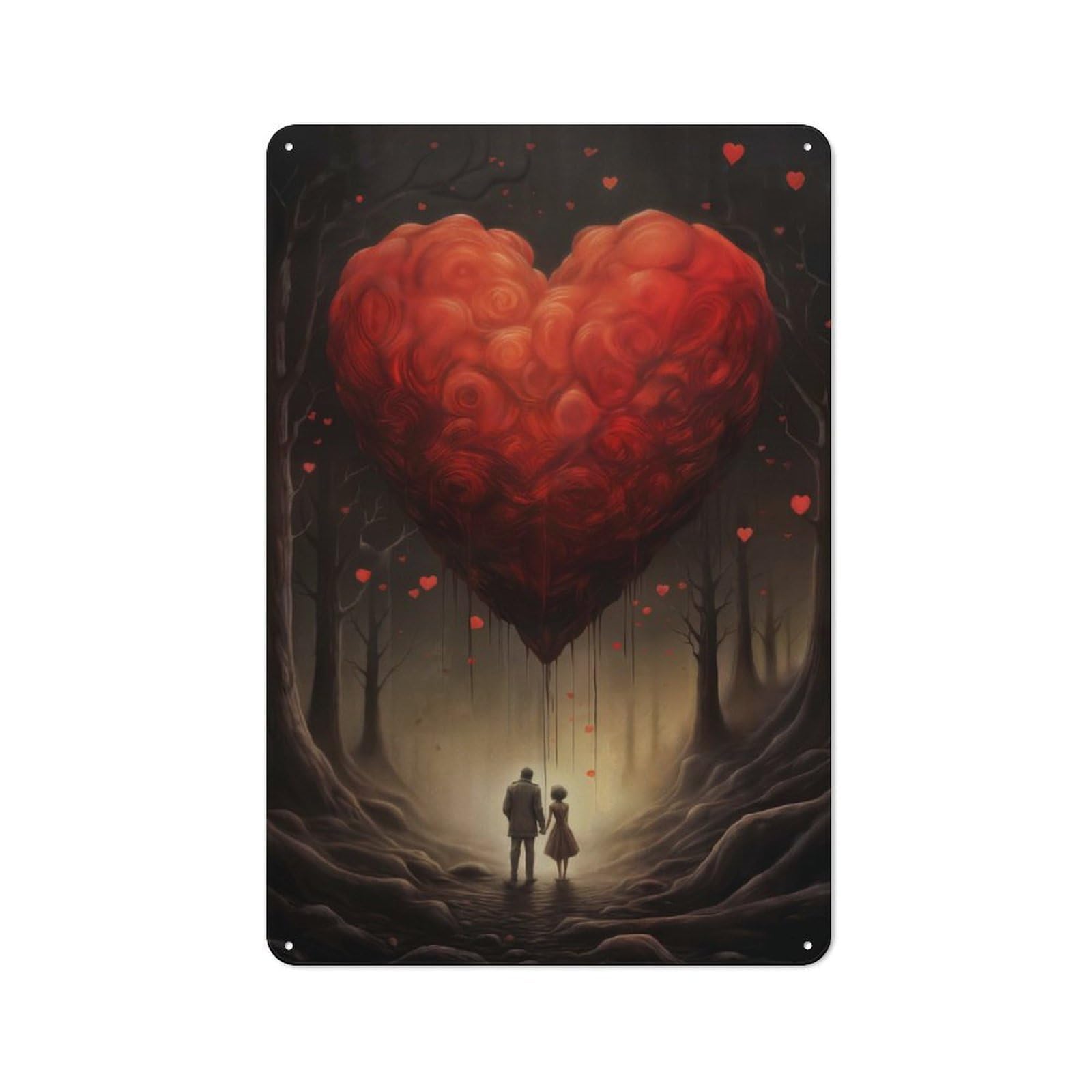 Junmoney Heart In The Forest Metal Sign 30X20cm With For Pub Or Café, Retro Decor, For Cooler-Month Interiors With Retro Character