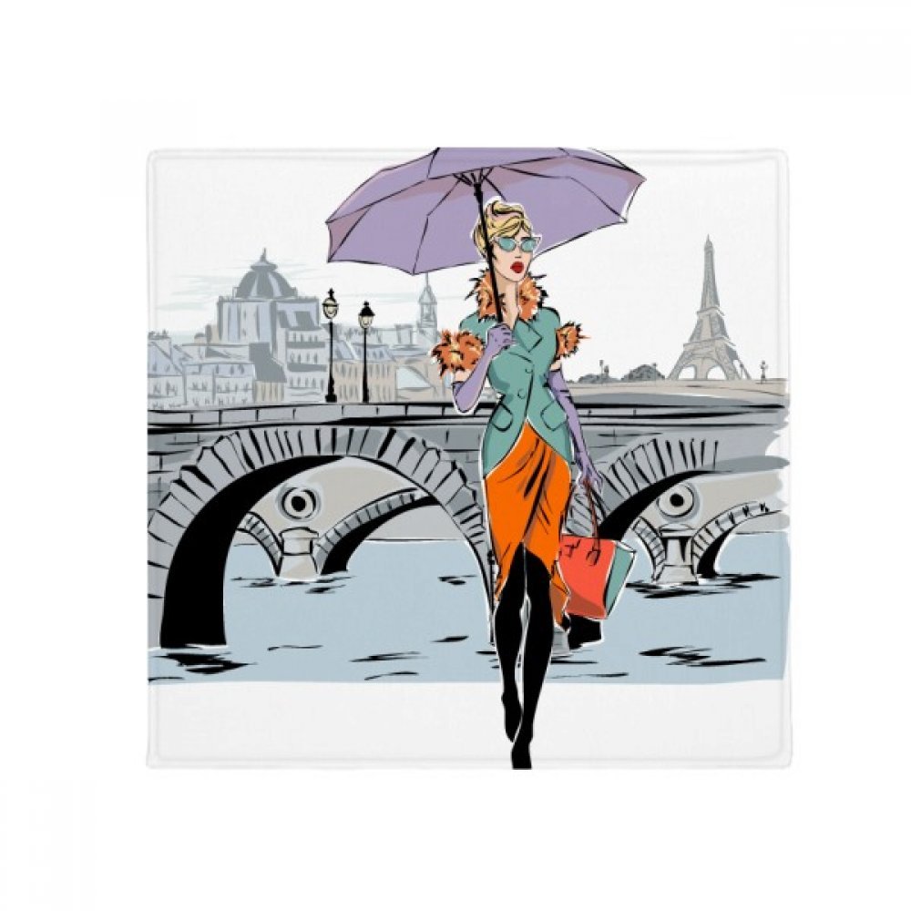 Cadeau tapis de sol décoratif motif pont de France carré 50x50 cm multicolore pour la maison