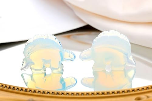 Miniatura 8 de QINJIEJIE Estegosaurio de cristal de ojo de tigre de 2 pulgadas, figuras de piedra de dinosaurio cretáceo, estatua de escritorio tallada a mano,