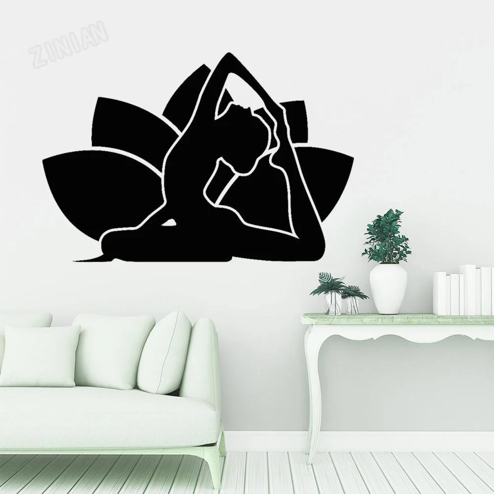 WEIMEIJIE Lotus Pose wall Sticker for Bedroom, Yoga, Girl, wall Sticker for Meditation Room, Modern Yoga Studio, Window Decal.