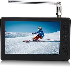 TV portátil de 12 cm, mini TV digital 1080p 2 em 1, rádio FM recarregável, com antena, USB, conector de fone de ouvido, compartimento para cartão de memória, para crianças, carro, viagens ao ar livre