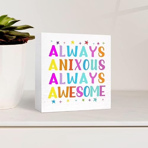 Miniatura 27 de Letrero inspirador con texto en inglés «You Are Worthy of Beautiful Wonderful Magical Things » en bloque de madera, decoración de escritorio