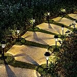 GIGALUMI 8 Pack Solar Lights Outdoor Waterproof, Solar Lights for Outside, Solar Garden Lights for Patio, Yard, Walkway, Lawn. (Warm White)
