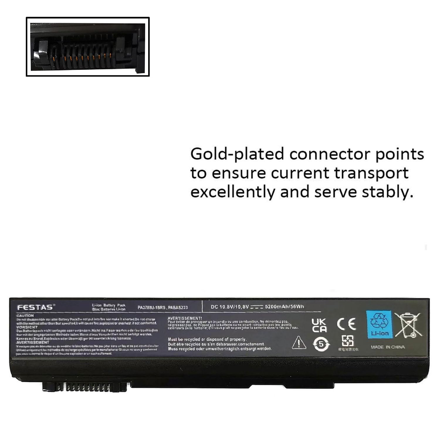 FESTAS 10.8V 5200mAh/56Wh Neuf PA3788U-1BRS Batterie Compatible