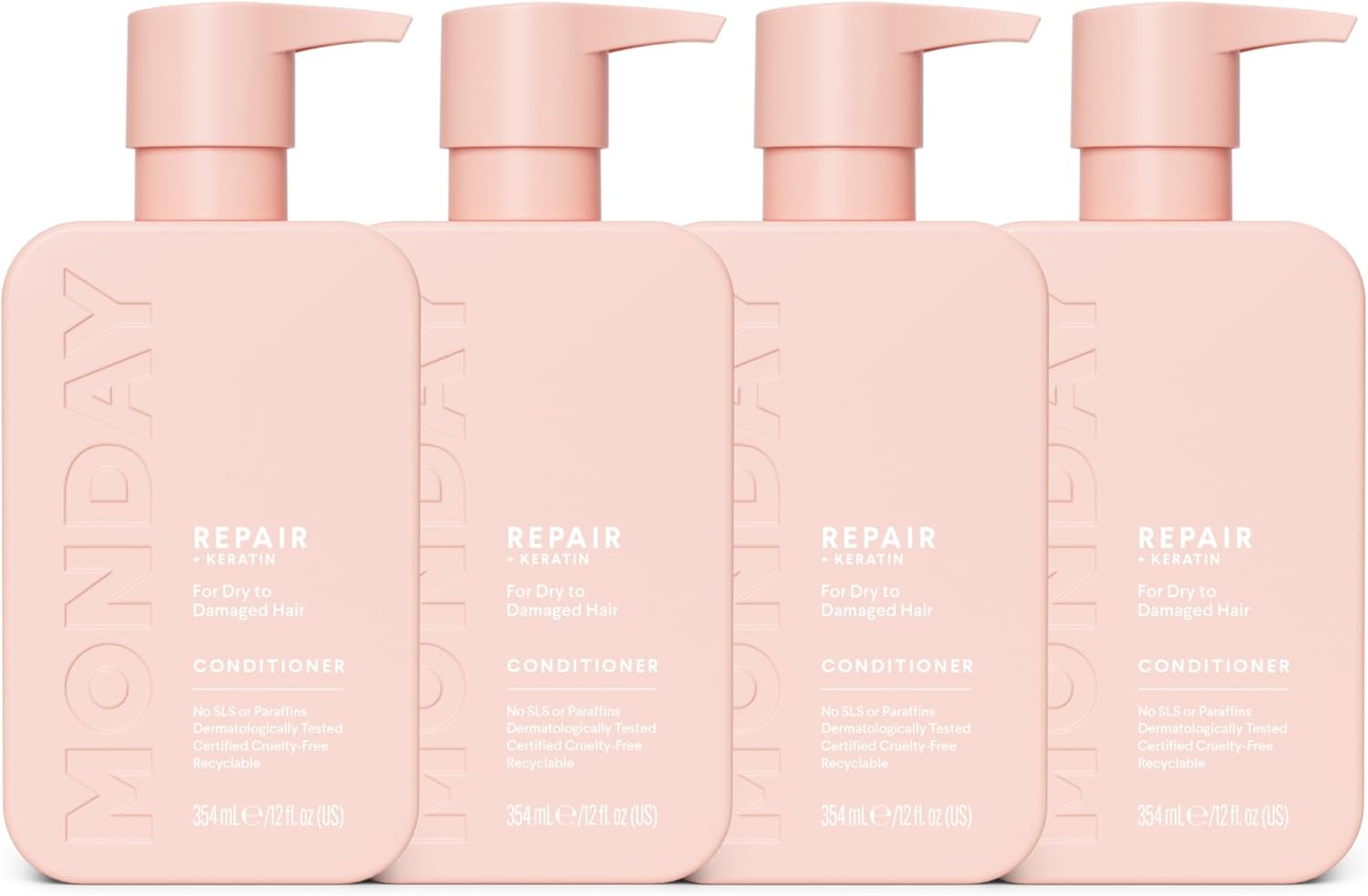 MONDAY Haircare REPAIR Conditioner with Keratin, Coconut Oil, Shea Butter, Argan Oil & Cocoa Butter For Dry to Damaged & Depleted Hair 4×354mL