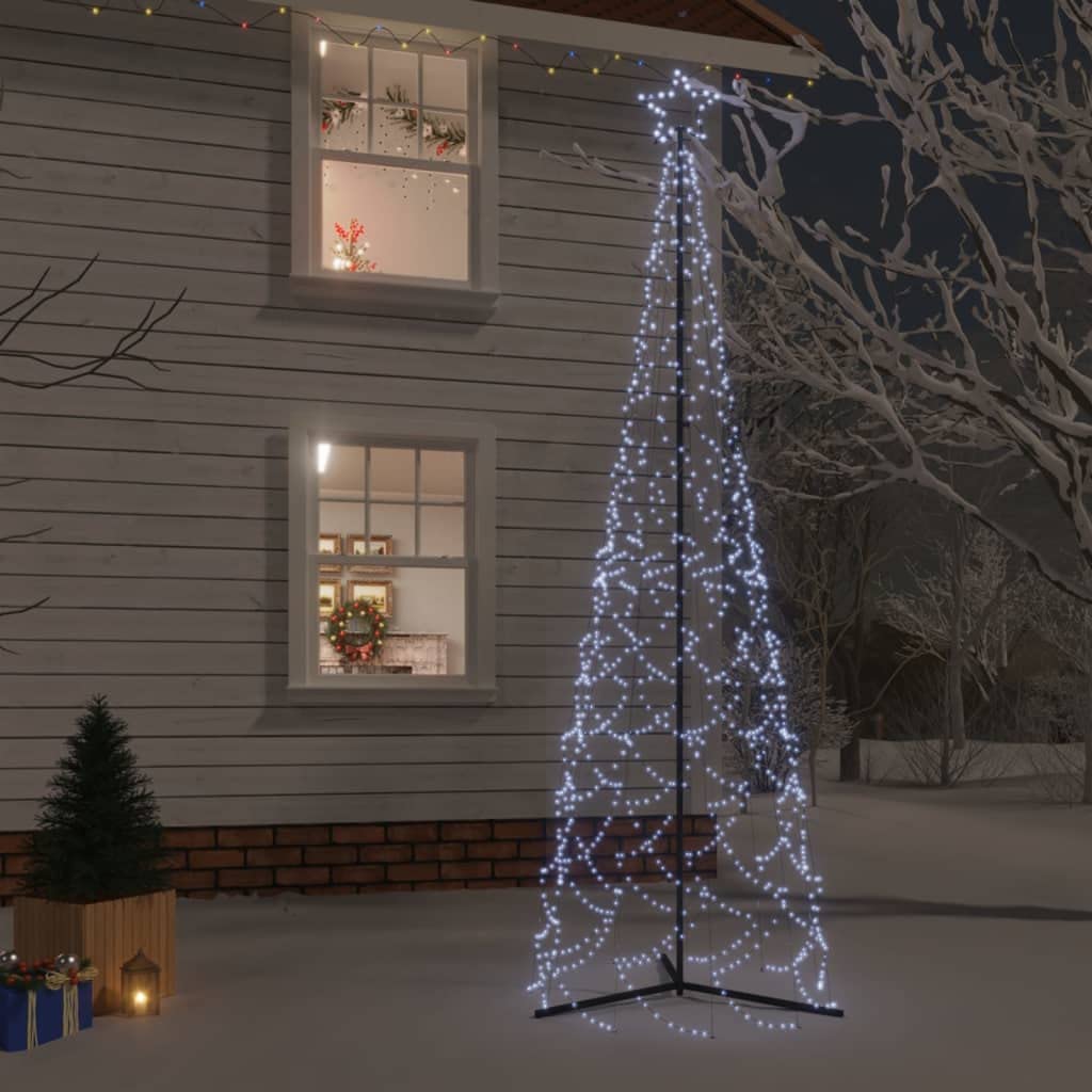 LED Christmas Cone Tree Light with 500 Cold White LEDs, Outdoor Christmas Decoration for Porch, Yard, Garden, Patio, Backyard, Holiday Seasonal Decoration 39.4"x118.1"