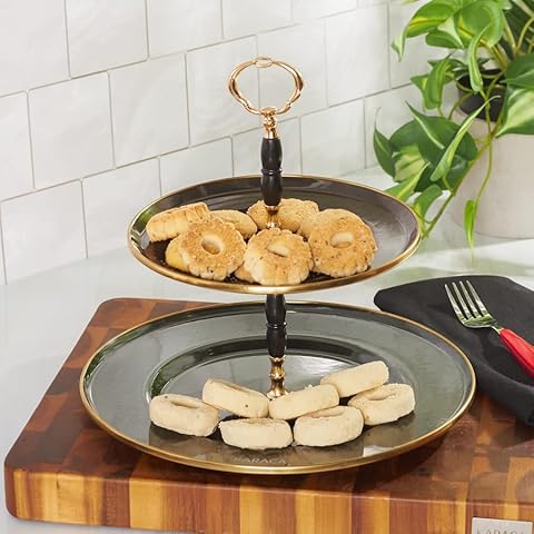 Karaca Troy Tortenstand mit Etagen, Schwarz, Kuchen und Torten, Servierschale, Stilvoll, Gesund Cover