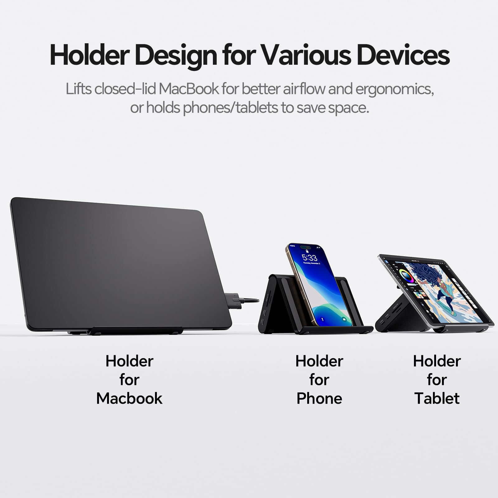 MacBook Docking Station Dual Monitor 4K@60Hz für MacBook Pro/Air M3/M4/M5, USB C Docking Station Stand mit 2 HDMI, 100W PD, Ethernet, 10Gbps USB A/C, Audio, SD/TF, USB 2.0(Not for Windows)